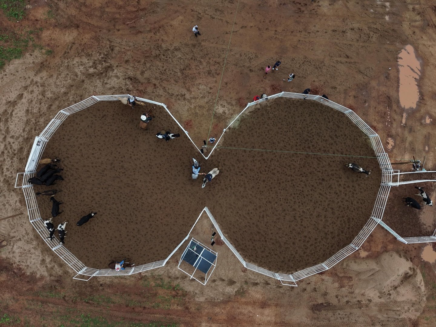 Vista aérea do curral duplo